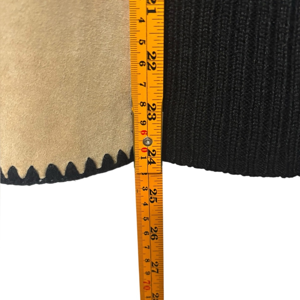 Vtg. Designer Studio Orig. Patchwork Suede Leather-Knit Zip Up Jacket Sweater M - Picture 9 of 10